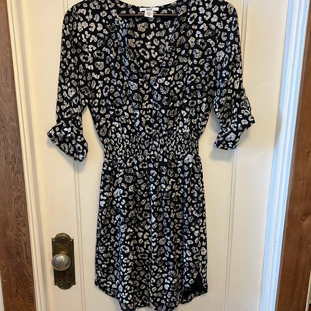 Bar III Black & White Leopard Dress - Medium